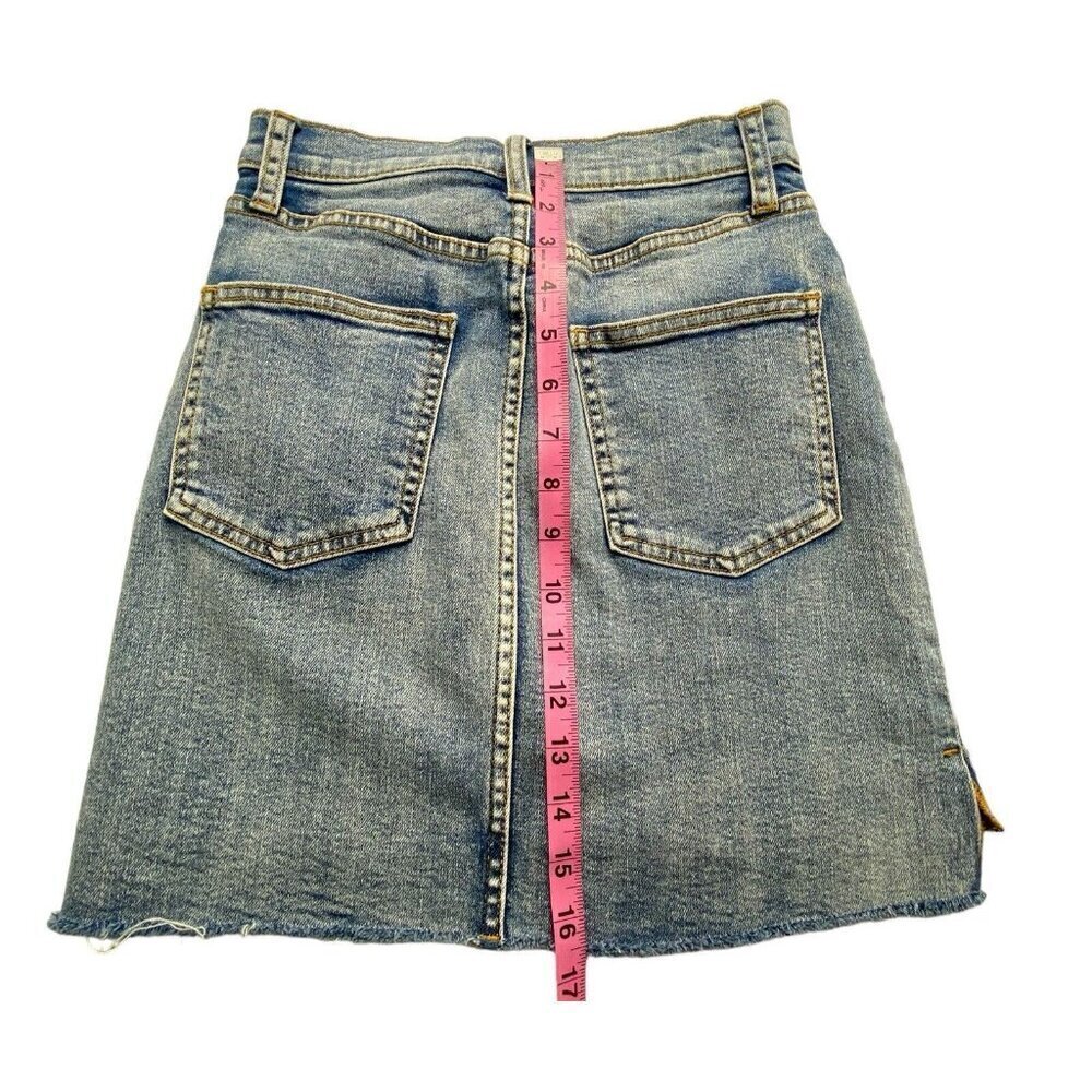 Wilfred Free Tanit Denim Mini Skirt Frayed Step Hem Size 0 Blue Hb-17 — image 4 of 8